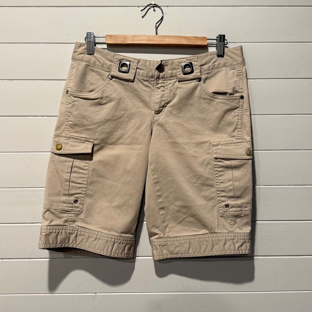 Athleta Cargo Shorts Womens 6 Tan Khaki Bermuda Hiking Gorpcore